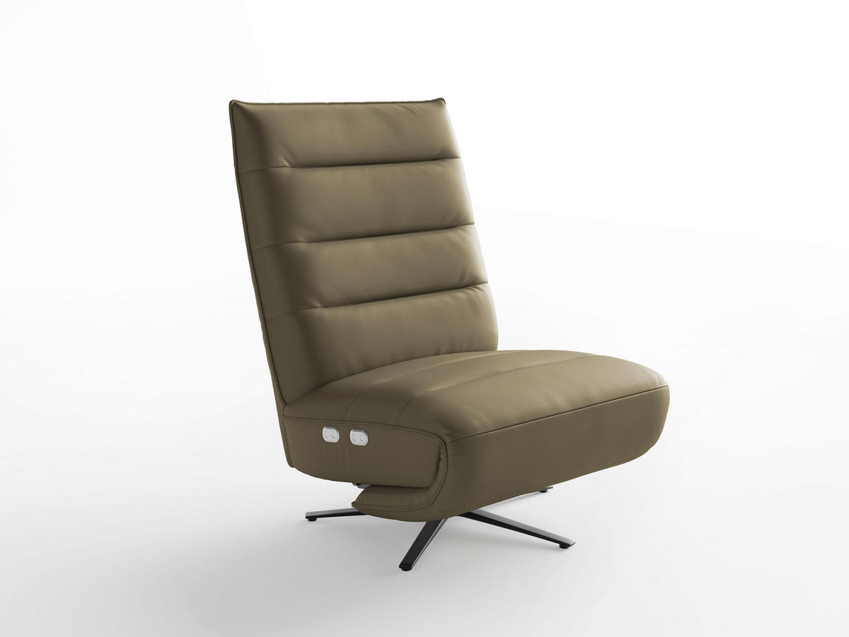 RELAXSESSEL Leder Olivgrün  - Schwarz/Olivgrün, Basics, Leder/Metall (80/109/98cm) - Sit & More