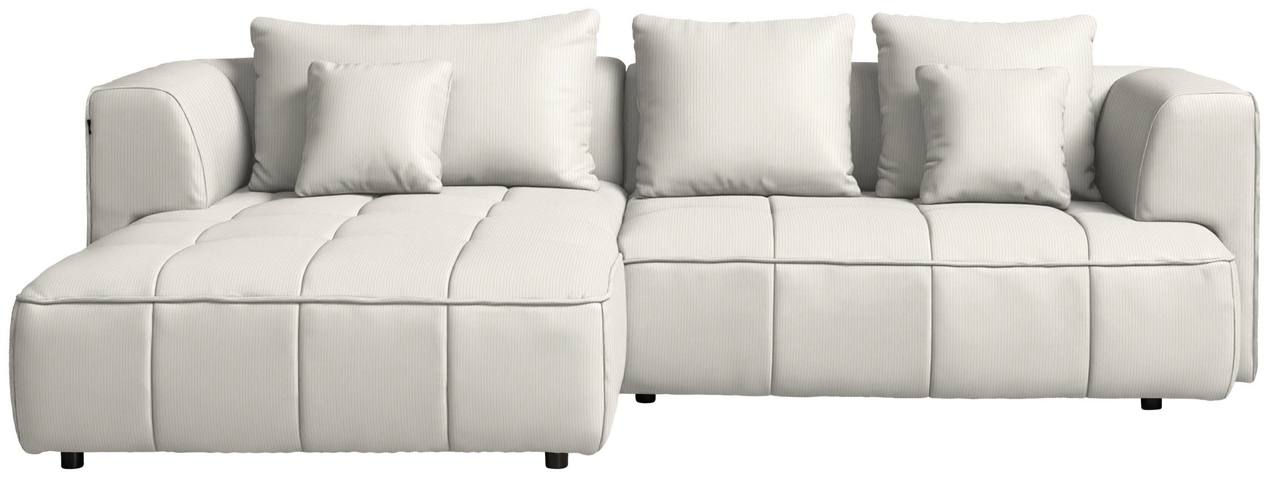 ECKSOFA Feincord Creme  - Creme/Schwarz, Design, Kunststoff/Textil (188/288cm) - Welnova