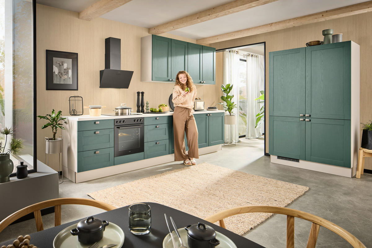 ECKKÜCHE XO50 360/120 cm  in Dunkelgrün, Kaschmir  - Kaschmir/Dunkelgrün, Design, Holzwerkstoff/Metall (360/120cm) - Xora