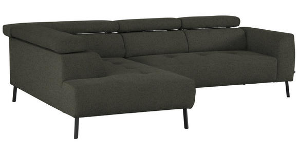 ECKSOFA in Chenille Graubraun 205/280 cm - Graubraun/Schwarz, Design, Textil/Metall (205/280cm) - Xora