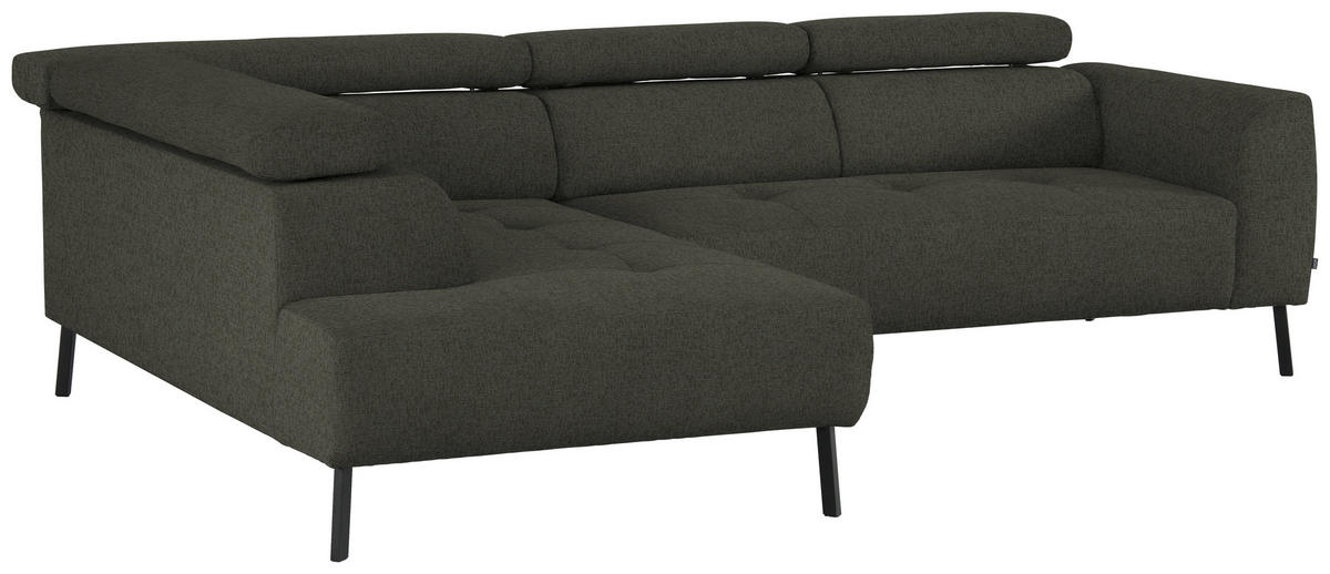 ECKSOFA in Chenille Graubraun  205/280 cm  - Graubraun/Schwarz, Design, Textil/Metall (205/280cm) - Xora