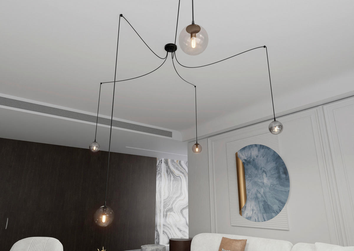 HÄNGELEUCHTE  200/70/200 cm    - Schwarz, KONVENTIONELL, Glas/Metall (200/70/200cm)