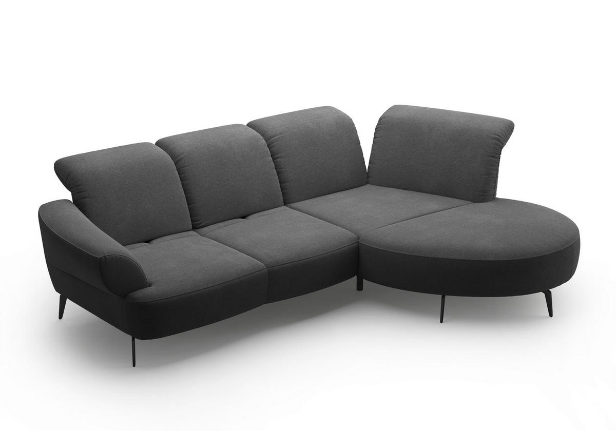ECKSOFA DANCE E Dunkelgrau Mikrofaser  - Dunkelgrau/Schwarz, MODERN, Textil/Metall (313/208cm) - Sit & More