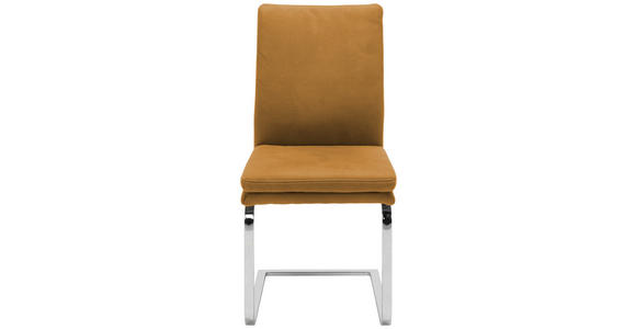 SCHWINGSTUHL in Stahl Mikrofaser - Chromfarben/Gelb, Design, Textil/Metall (47/100/64cm) - Novel