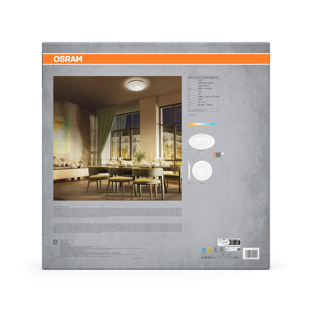 LED-DECKENLEUCHTE Orbis Spiral Round 50,5/6 cm   - Weiß, Design, Kunststoff/Metall (50,5/6cm) - Osram