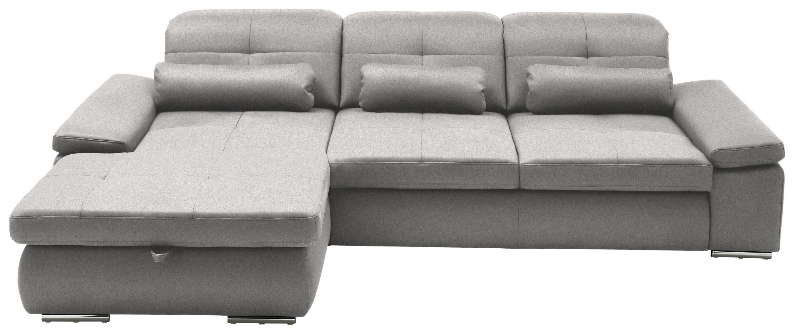 ECKSOFA Flachgewebe Silberfarben  - Chromfarben/Silberfarben, Design, Textil (195/309cm) - Beldomo Style