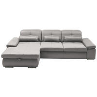 ECKSOFA Flachgewebe Silberfarben  - Chromfarben/Silberfarben, Design, Textil (195/309cm) - Beldomo Style