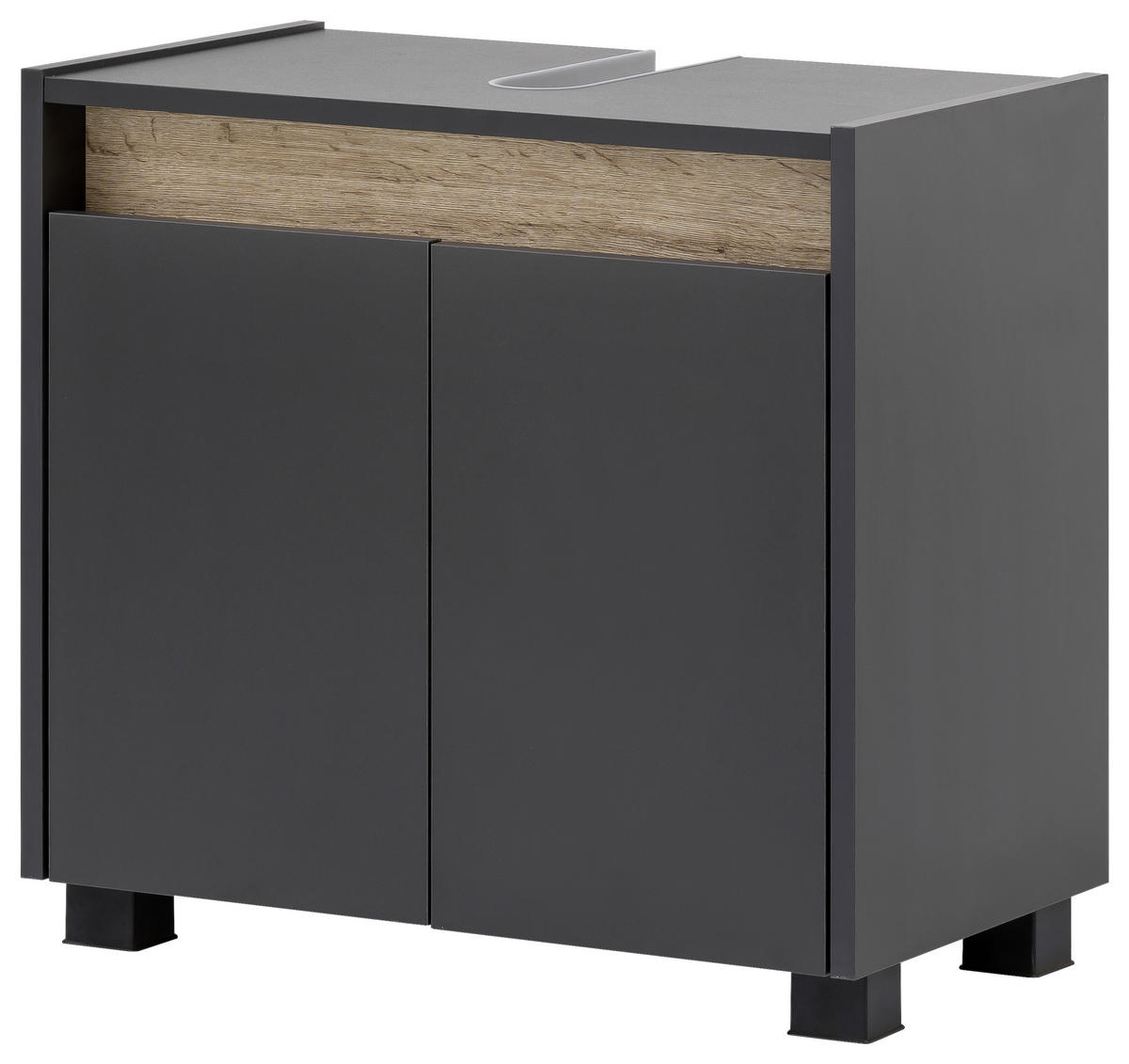 WASCHBECKENUNTERSCHRANK 56,9/54,6/33 cm  - Eichefarben/Anthrazit, MODERN, Holzwerkstoff/Kunststoff (56,9/54,6/33cm) - home24