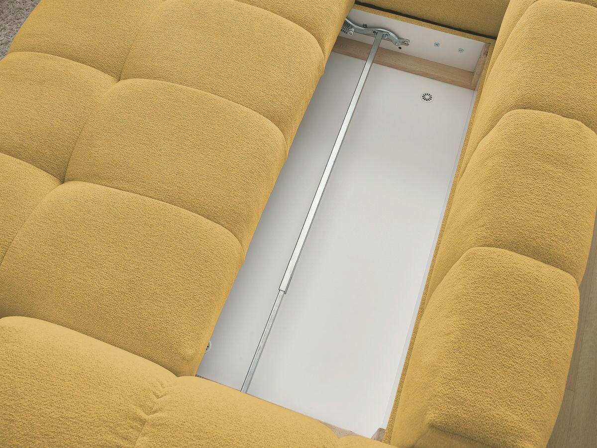 ECKSCHLAFSOFA EVEREST  mit Rücken echt, Armteil links, Armteil rechts Flachgewebe Gelb  - Gelb/Schwarz, MODERN, Kunststoff/Textil (320/212cm)