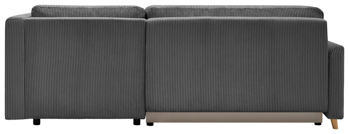 ECKSOFA MILOS Grau Cord Rückenkissen, Bettkasten, Schlaffunktion, Rücken echt  - Naturfarben/Grau, Design, Textil (224/148cm) - P & B