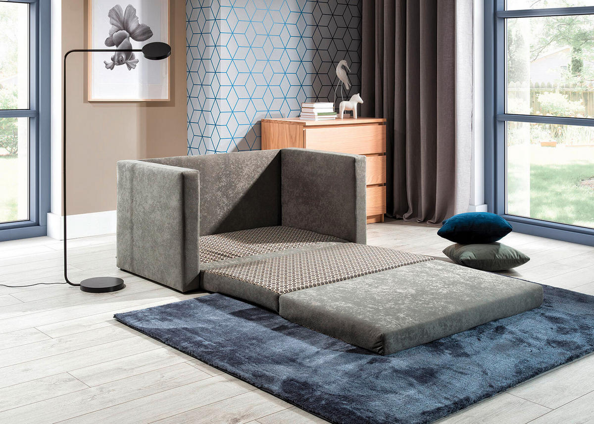 SCHLAFSOFA in Webstoff Anthrazit  - Anthrazit/Schwarz, Design, Kunststoff/Textil (132/62/70cm) - MID.YOU