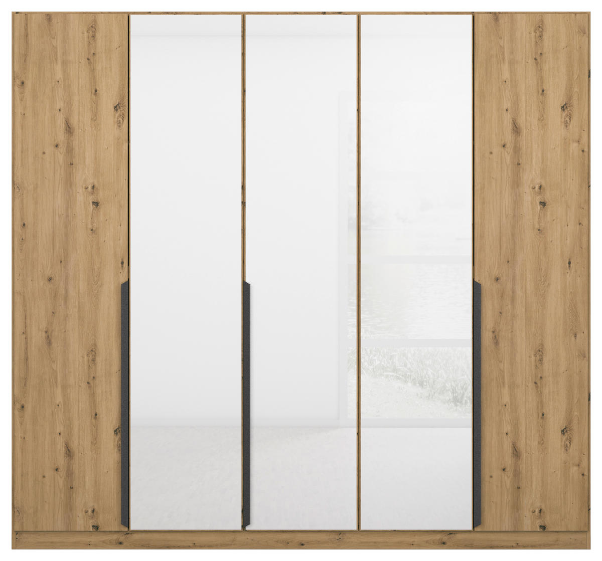 DREHTÜRENSCHRANK in Eiche Artisan, Weiss  - Weiss/Eiche Artisan, Modern, Glas/Holzwerkstoff (225/210/54cm) - Rauch Möbel