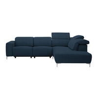 ECKSOFA Dunkelblau Flachgewebe  - Dunkelblau, Design, Textil/Metall (290/238cm) - Pure Home Lifestyle