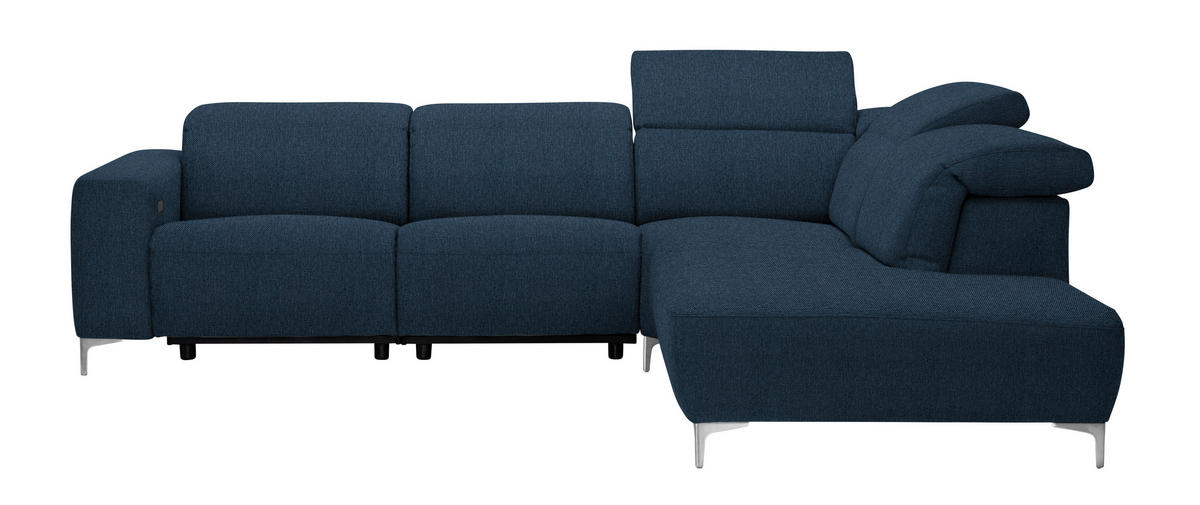 ECKSOFA Dunkelblau Flachgewebe  - Dunkelblau, Design, Textil/Metall (290/238cm) - Pure Home Lifestyle