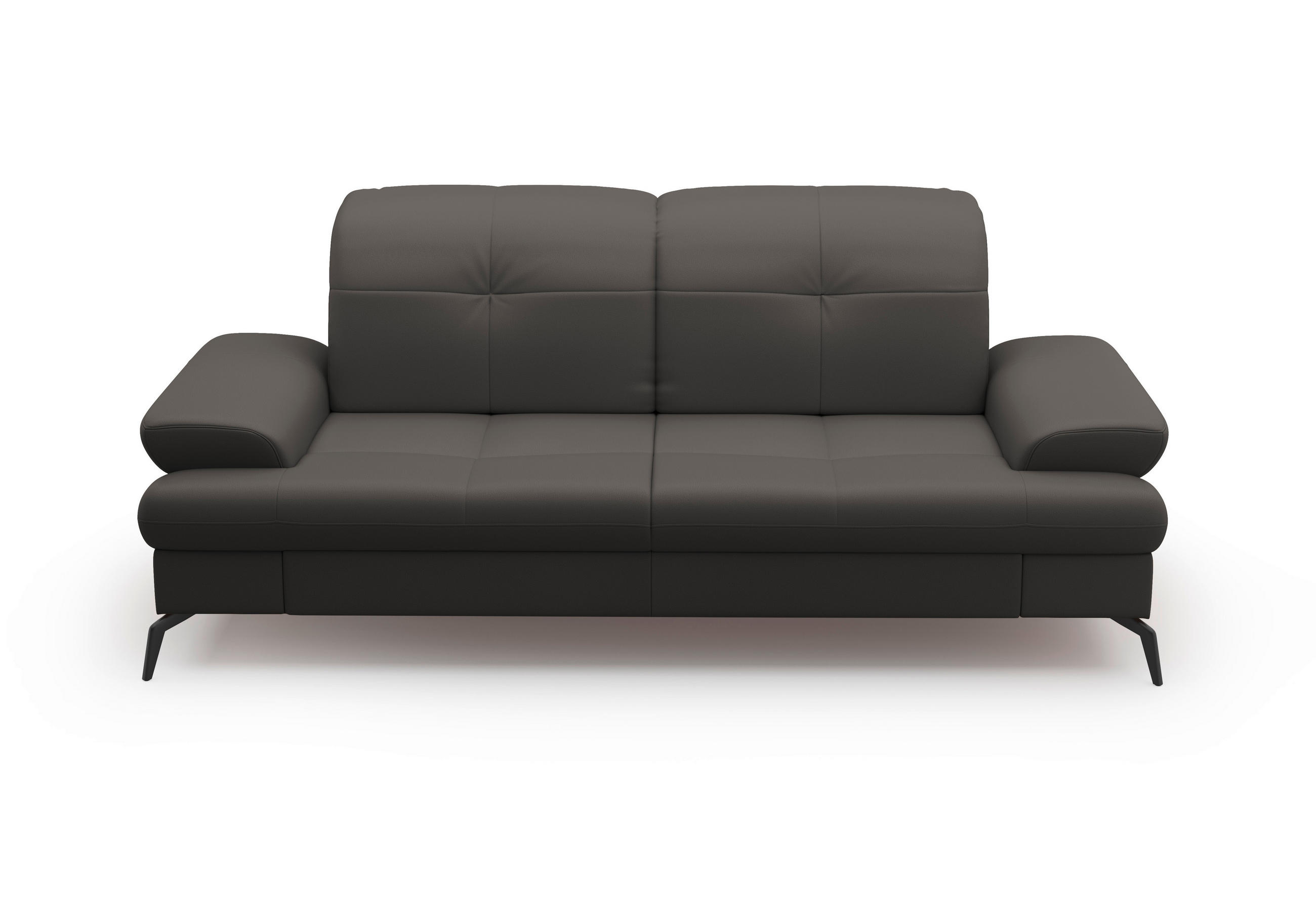 3-SITZER-SOFA in Echtleder Anthrazit  - Anthrazit/Schwarz, Konventionell, Leder/Metall (212/90/122cm) - Sit & More