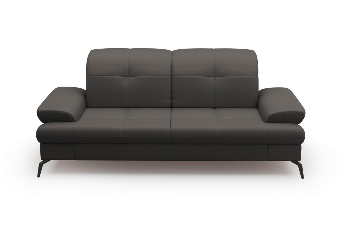 3-SITZER-SOFA in Vliesstoff Kombination Echtleder/Stoff Anthrazit  - Anthrazit/Schwarz, Konventionell, Leder/Textil (212/90/122cm) - Sit & More