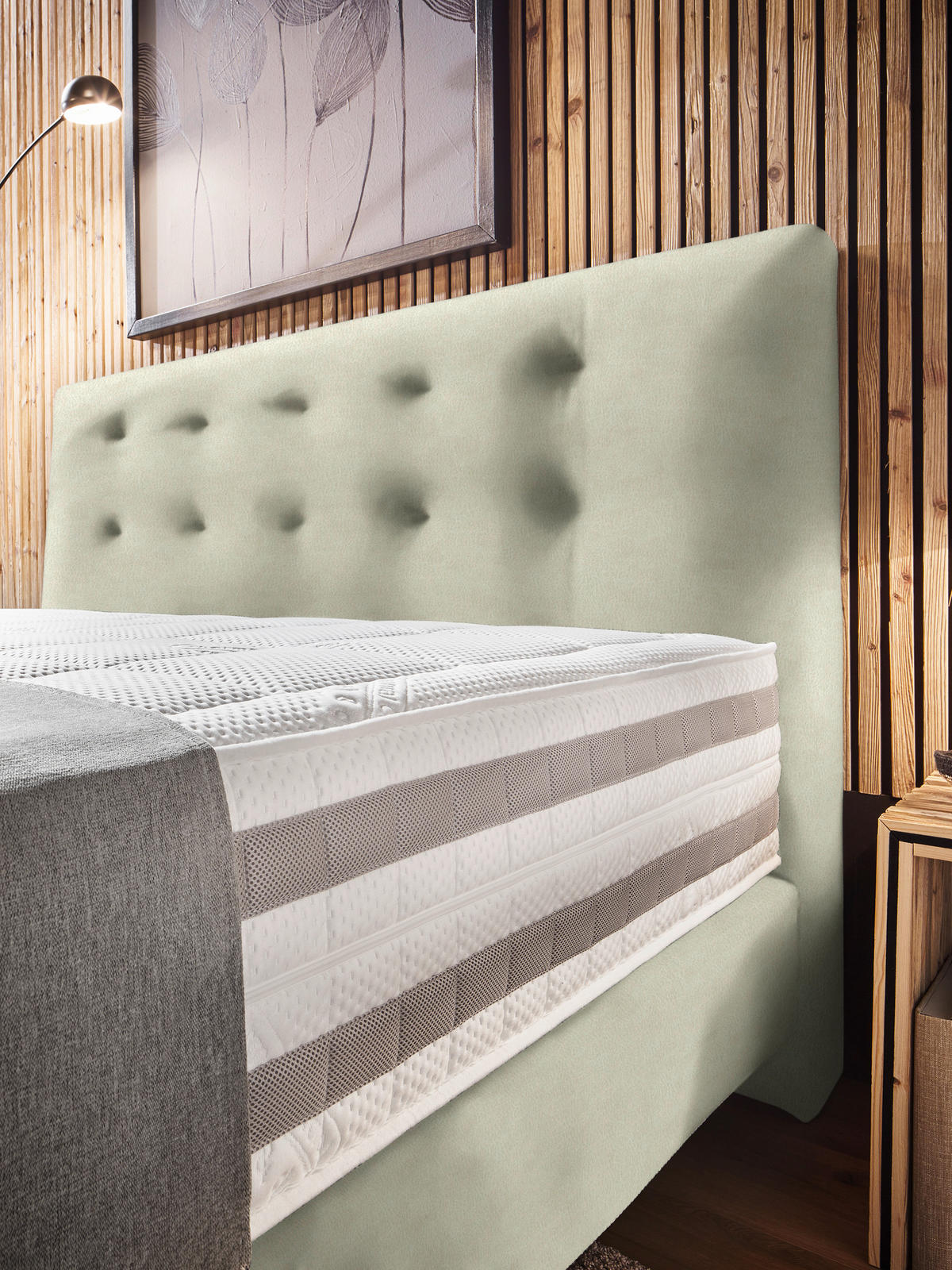 BOXSPRINGBETT 160/200 cm  in Ecru  - Ecru, KONVENTIONELL, Holz/Textil (160/200cm) - Dieter Knoll