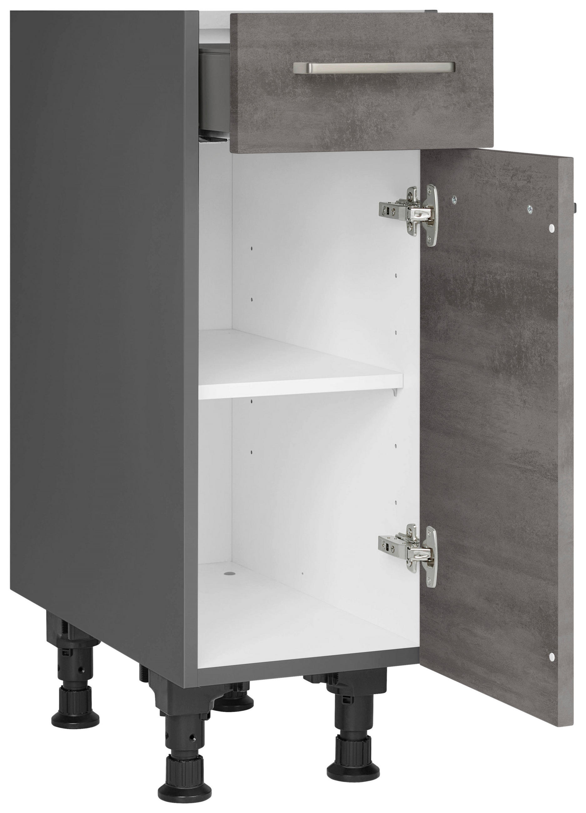 SCHUBKASTENUNTERSCHRANK 30/87/56 cm  in Schieferfarben  - Schieferfarben/Edelstahlfarben, MODERN, Holzwerkstoff/Metall (30/87/56cm) - Nobilia