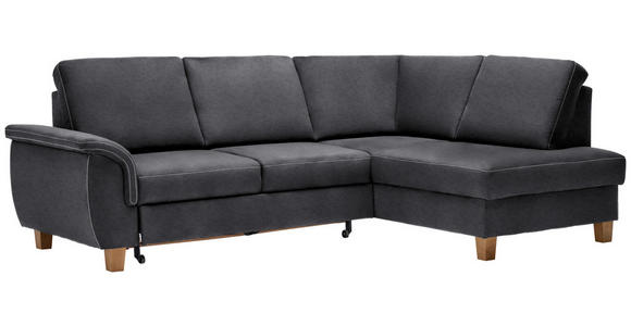 ECKSOFA Grau Flachgewebe  - Eichefarben/Grau, Design, Holz/Textil (253/185cm) - Cantus