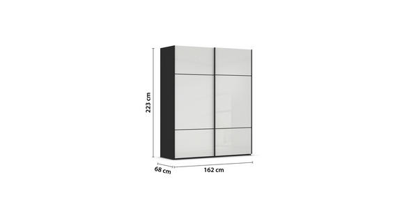 SCHWEBETÜRENSCHRANK 162/223/68 cm 2-türig Schwarz, Weiß - Schwarz/Weiß, KONVENTIONELL, Glas/Holzwerkstoff (162/223/68cm) - Novel