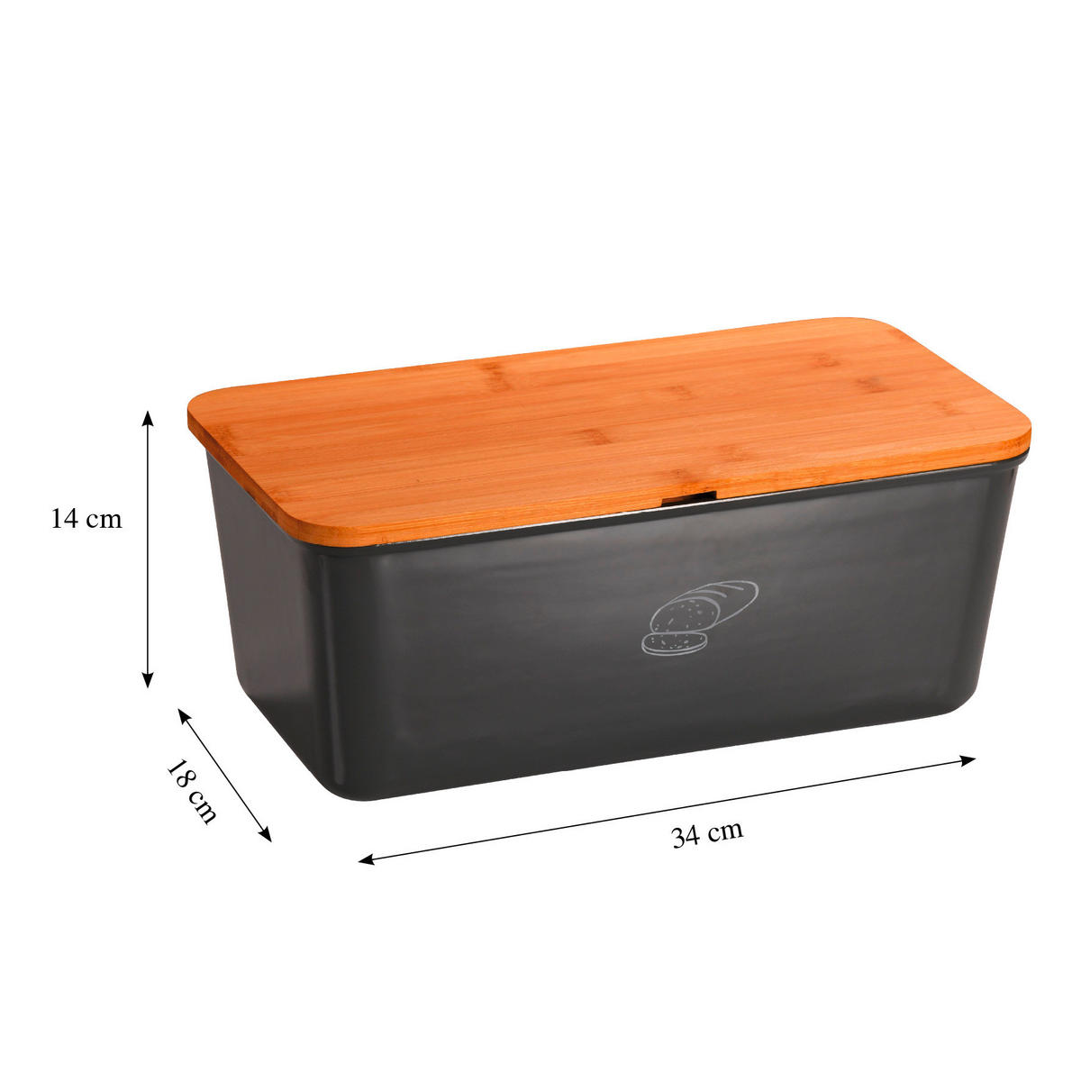 BROTBOX  - Hellbraun/Grau, Basics, Naturmaterialien/Kunststoff (34/18/13.5cm) - Kesper