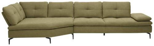 ECKSOFA in Flachgewebe Olivgrün  - Schwarz/Olivgrün, Design, Textil/Metall (157/344cm) - Chilliano