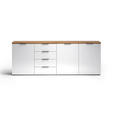 SIDEBOARD Weiß Hochglanz Oberplatte, Einlegeböden  - Eichefarben/Weiß Hochglanz, Design, Holzwerkstoff/Kunststoff (240/43/89cm) - Xora