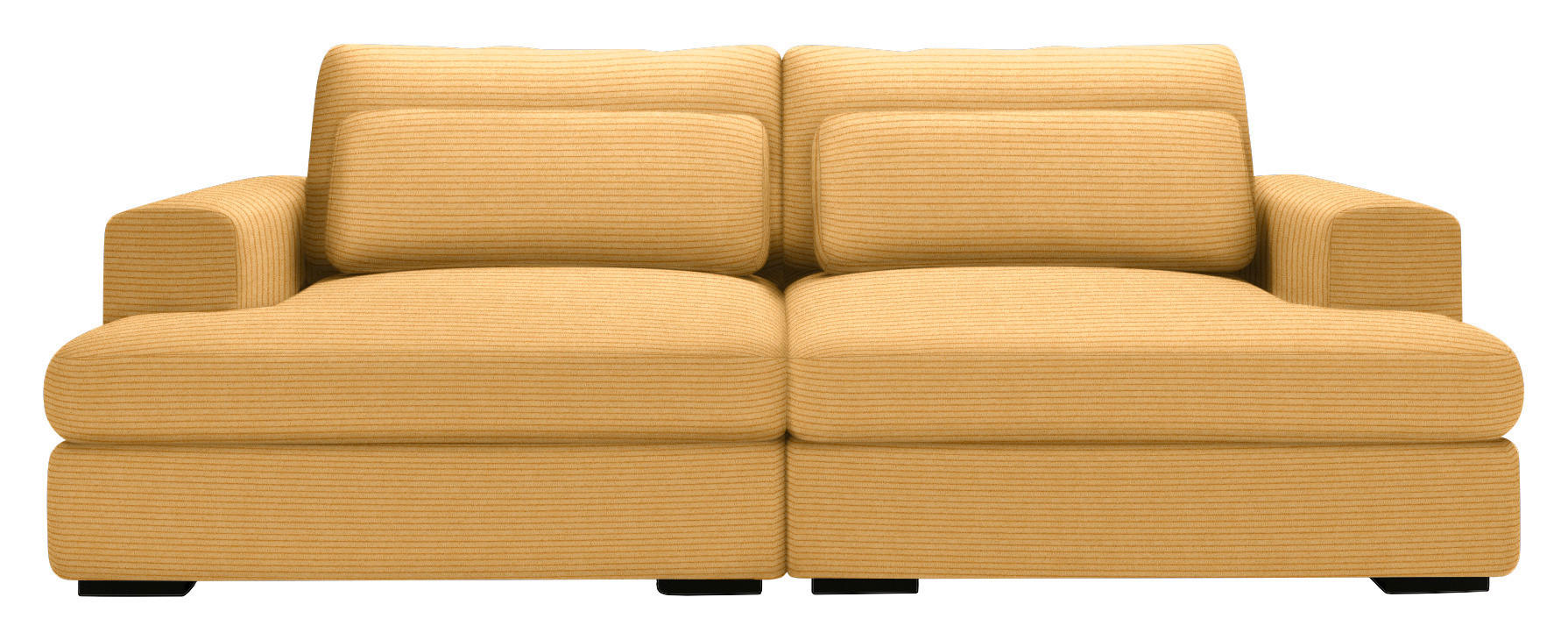 BIGSOFA Cord Gelb  - Gelb/Schwarz, Design, Textil (218/80/158cm) - Lomoco