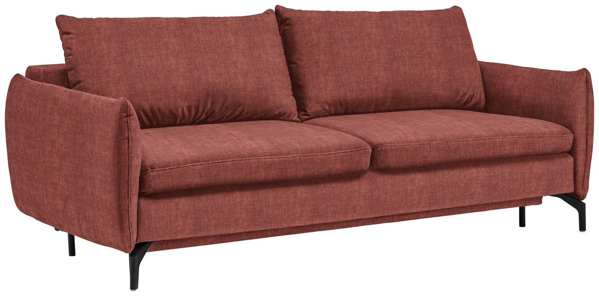 KANAPÉÁGY textil rozsdavörös  - fekete/rozsdavörös, Design, textil/fém (224/89/105cm) - Novel