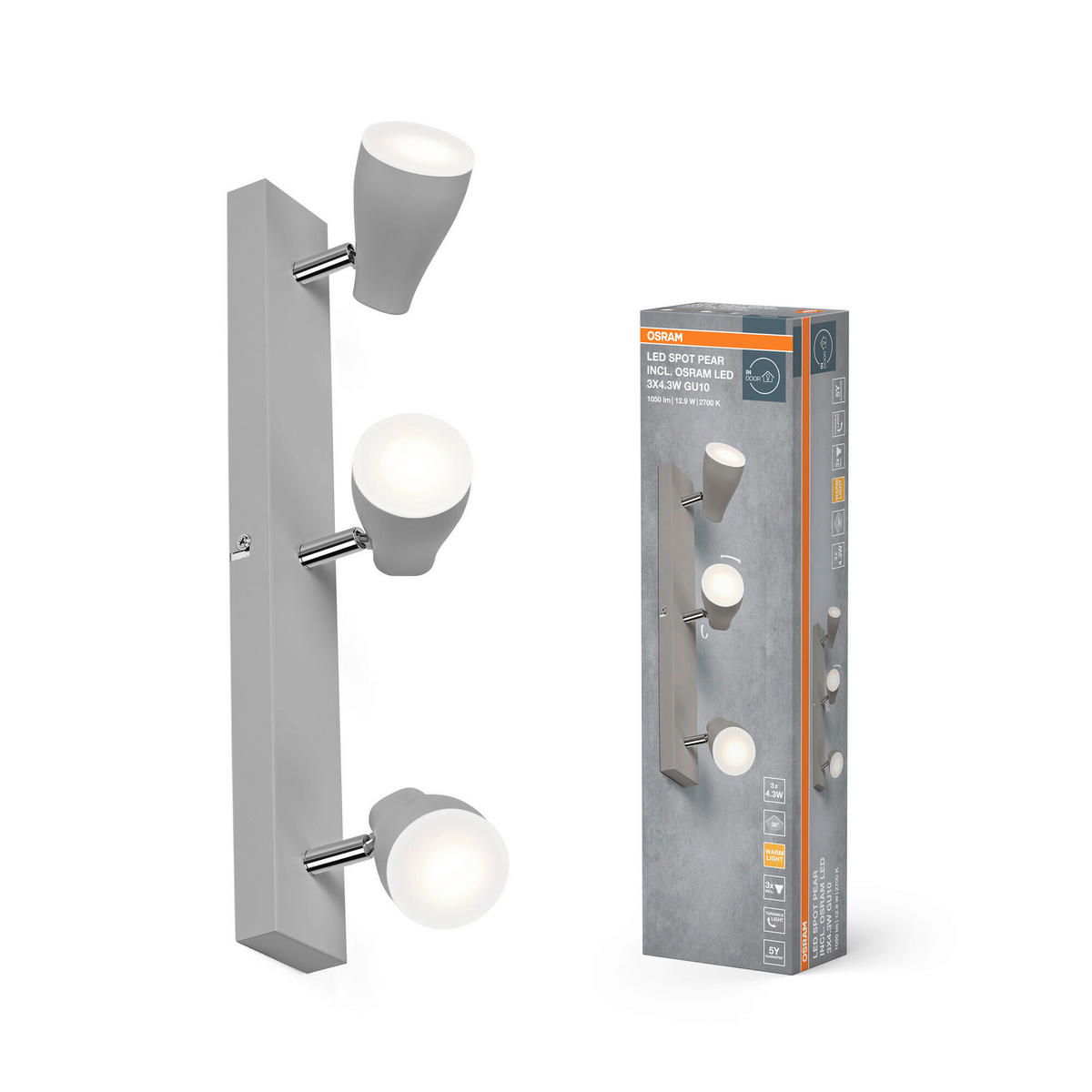 LED-STRAHLER 44,4/6/13,1 cm   - Grau, Basics, Kunststoff/Metall (44,4/6/13,1cm) - Osram