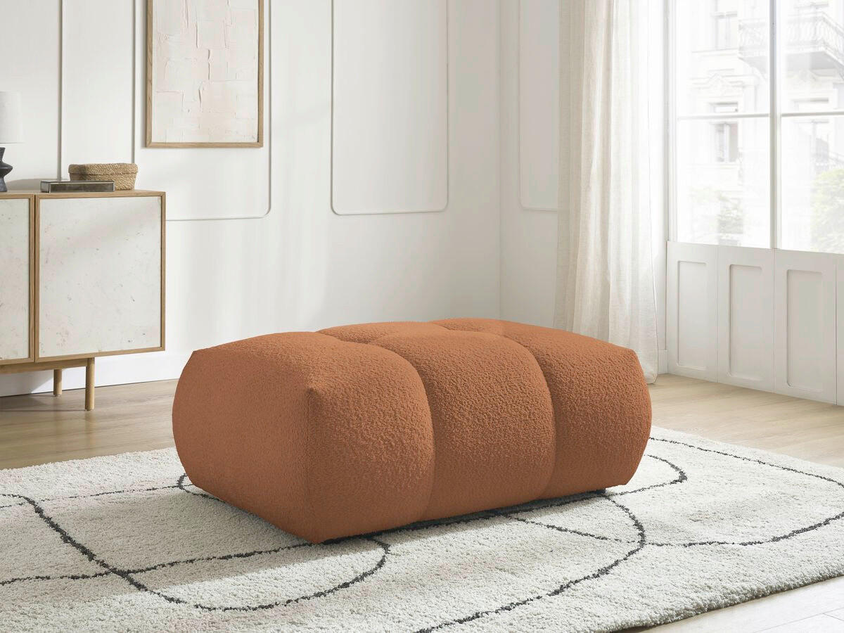 HOCKER FUJI  Bouclé Orange  - Schwarz/Orange, MODERN, Kunststoff/Textil (112/44/80cm)