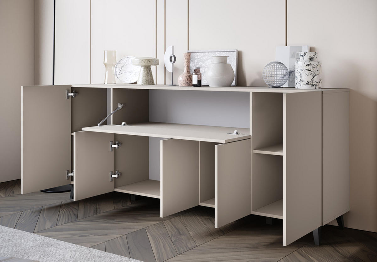 TÁLALÓSZEKRÉNY 180/76/37,5 cm  - bézs/kasmírszínű, Design, műanyag/faalapú anyag (180/76/37,5cm) - P & B