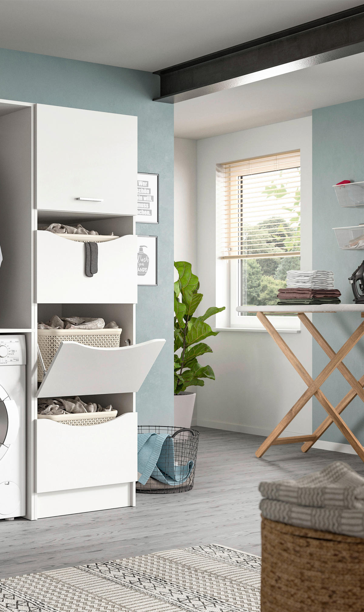 HOCHSCHRANK 50/195/62 cm  - Silberfarben/Weiß, Basics, Holzwerkstoff/Kunststoff (50/195/62cm) - MID.YOU