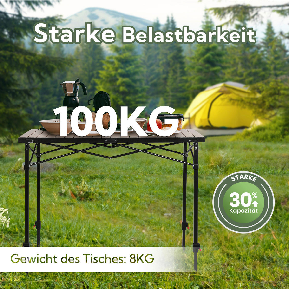 CAMPINGTISCH 120/70/76-92.5 cm  - Schwarz/Birnbaumfarben, Basics, Metall (120/70/76-92.5cm) - Modante