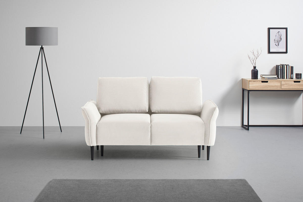 2-SITZER-SOFA Cord Beige  - Beige/Schwarz, Modern, Holz/Textil (150/85/92cm) - MID.YOU