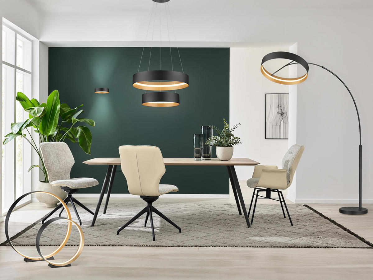 LED-HÄNGELEUCHTE 60/150 cm  - Goldfarben/Schwarz, Design, Metall (60/150cm) - Musterring