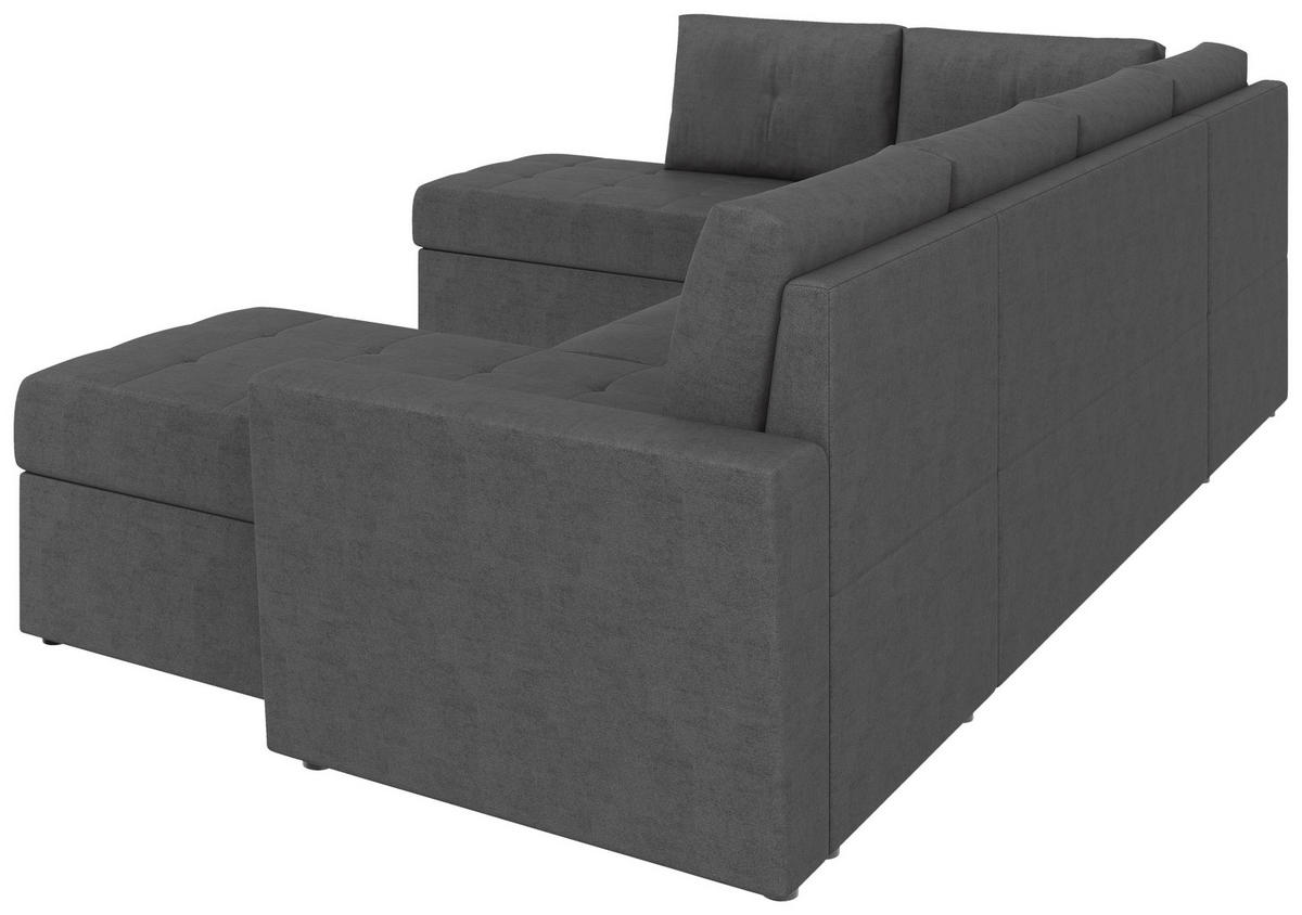 WOHNLANDSCHAFT TERMOLI Grau Jacquard  - Schwarz/Grau, Design, Kunststoff/Textil (212/297/155cm) - MID.YOU