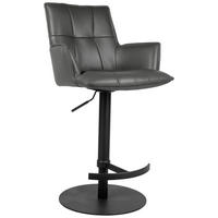 BARHOCKER in Metall, Leder Anthrazit, Schwarz  - Anthrazit/Schwarz, Design, Leder/Metall (56/89,5-115/56cm) - Novel