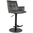 BARHOCKER in Metall, Leder Anthrazit, Schwarz  - Anthrazit/Schwarz, Design, Leder/Metall (56/89,5-115/56cm) - Novel