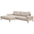 ECKSOFA Creme Flachgewebe  - Creme/Schwarz, Design, Textil/Metall (176/294cm) - Carryhome