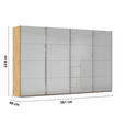 SCHWEBETÜRENSCHRANK  in Eiche Artisan, Seidengrau  - Chromfarben/Seidengrau, Design, Glas/Holzwerkstoff (361/223/68cm) - Novel