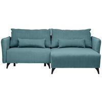 ECKSOFA Türkis Cord  - Türkis/Schwarz, Design, Textil/Metall (254/175cm) - Stylife