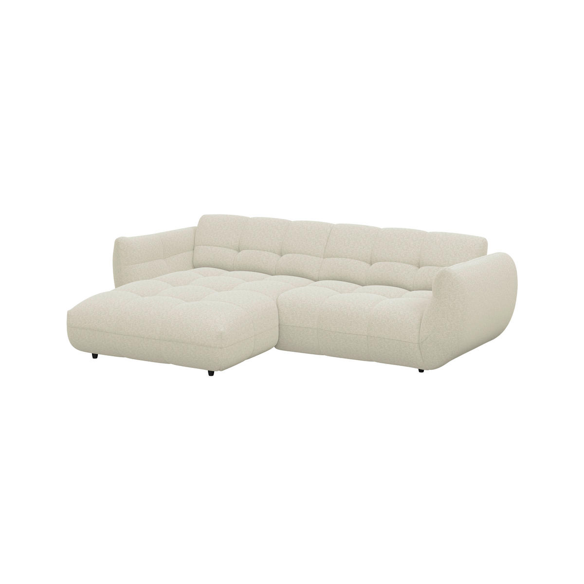 ECKSOFA Elfenbein Chenille  - Elfenbein/Dunkelgrün, Trend, Kunststoff/Textil (178/280cm) - MID.YOU
