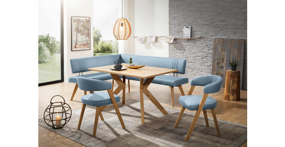 ECKBANK 160/170 cm  in Hellblau, Wildeiche  - Wildeiche/Eichefarben, Design, Holz/Textil (160/170cm) - Venda