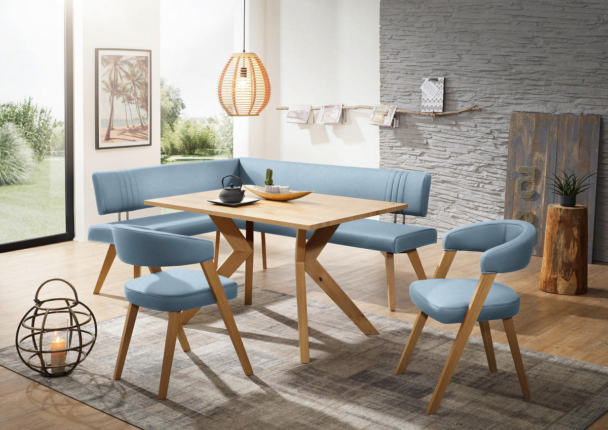 ECKBANK 190/200 cm  in Hellblau, Wildeiche  - Wildeiche/Eichefarben, Design, Holz/Textil (190/200cm) - Venda