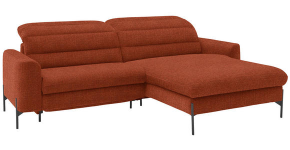 ECKSOFA in Flachgewebe Rostfarben  - Rostfarben/Schwarz, Design, Textil/Metall (252/191cm) - Dieter Knoll