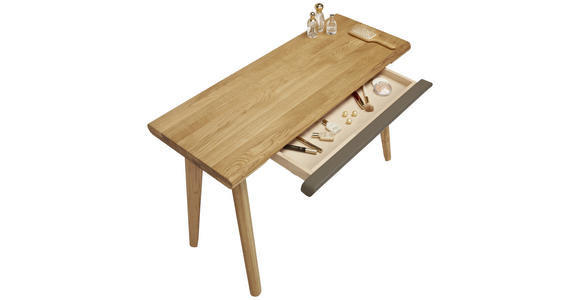 KONSOLENTISCH Wildeiche massiv Schlammfarben, Wildeiche  - Wildeiche/Schlammfarben, Natur, Holz/Textil (110/45/75cm) - Linea Natura