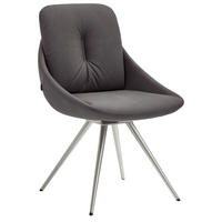 STUHL  Lederauswahl, Stoffauswahl, Typenauswahl, Sitzfläche 360° drehbar   Anthrazit, Edelstahlfarben  - Edelstahlfarben/Anthrazit, Design, Textil/Metall (55/91/64cm) - Venjakob