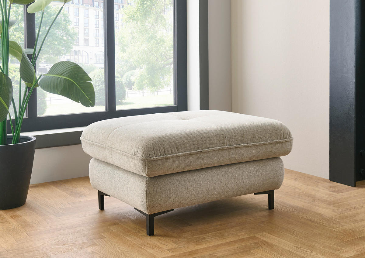 ECKSOFA Flachgewebe Sandfarben  - Sandfarben/Schwarz, Design, Textil/Metall (308/214cm) - Beldomo Speed