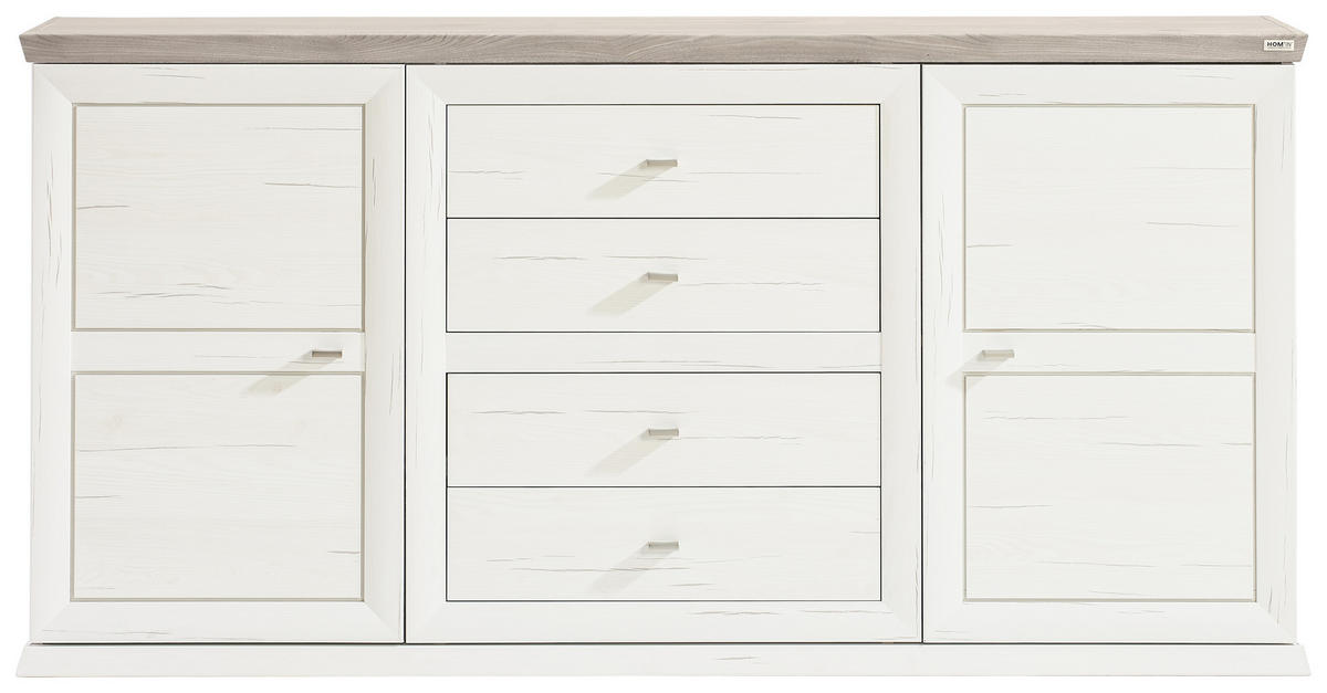 SIDEBOARD  in 180/89/43 cm  - Weiß/Grau, LIFESTYLE, Holzwerkstoff/Metall (180/89/43cm) - Hom`in